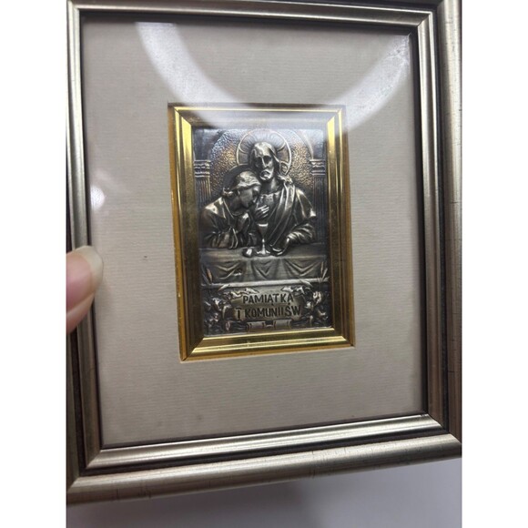 Eucharistic Chaliz Jesus Christ host frame 5g sterling 5X6" polish - Picture 3 of 7